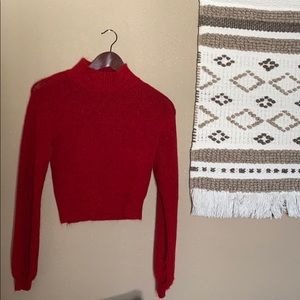 Cropped Red Mock Neck